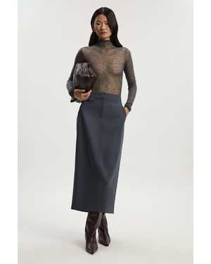 Karen Millen Tailored Twill Essential Pencil Maxi Skirt - Blue