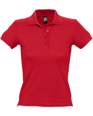 Sol's Ladies People Pique Short Sleeve Cotton Polo Shirt - Red