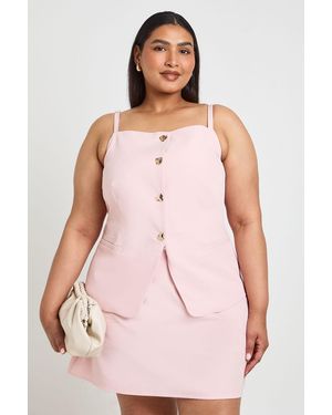 Boohoo Plus Button Longline Waistcoat - Pink