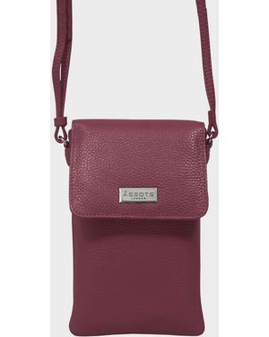 Assots London 'maria' Pink Pebble Grain Real Leather Crossbody Phone Bag - Purple