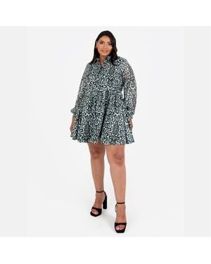 Lovedrobe Mini Long Sleeve Shirt Dress - Blue