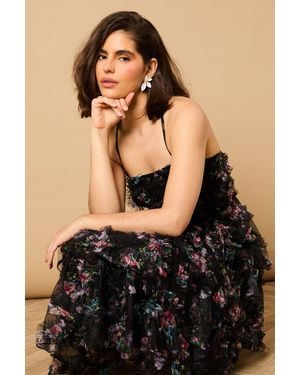 Oasis Floral Textured Strappy Midaxi Dress - Black