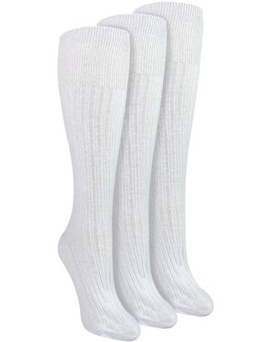Sock Snob Ladies 3 Pack Knee High 100% Cotton Soft Breathable Socks - White