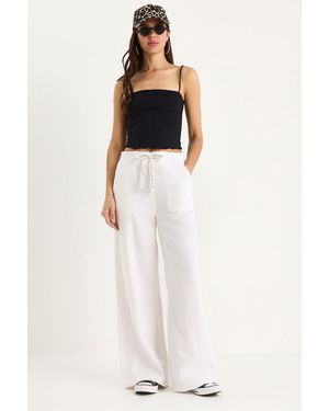 Bianco Lucci Elastic Waist Palazzo Trousers - White