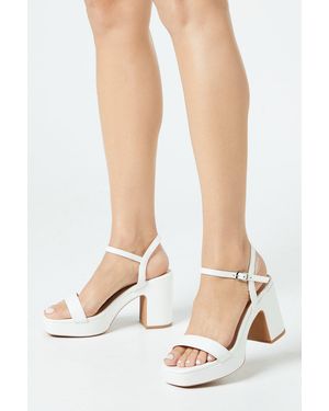 Oasis Maddie Platform High Block Heeled Sandals - White