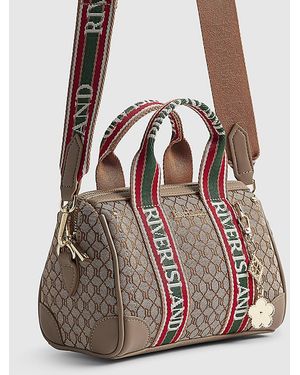River Island Bowler Bag Jacquard Monogram - Natural