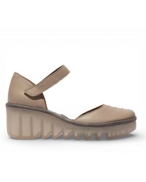 Fly London Biso305Fly Suede Leather Wedge Sandals - Grey