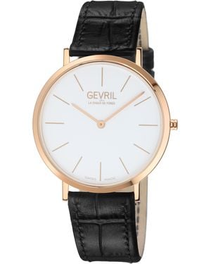 Gevril 18K Rose, Dial, Handmade Italian Leather Strap - Black