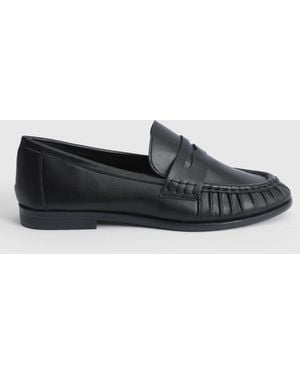 Oasis Grace Faux Leather Grandad Loafers - Grey