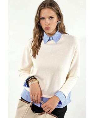 Busem Cotton-Blend Ribbed Crew Neck Jumper - White