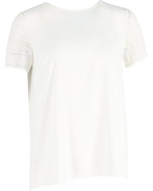 Michael Kors T-Shirt Met Korte Mouwen En Ronde Hals Van Kant - Wit