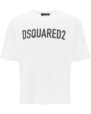 DSquared² Loose Fit Brand Logo T-Shirt Cotton - White