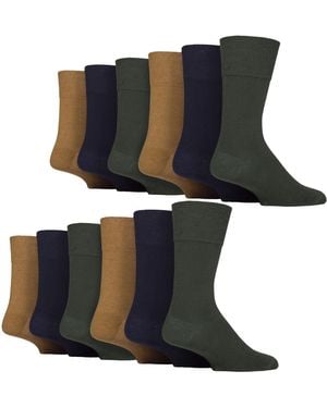 IOMI 12 Pairs Gentle Grip Top Diabetic Socks - Blue