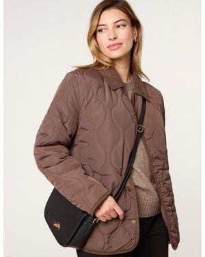 Blue Vanilla Quilted Cord Collar Coat - Brown