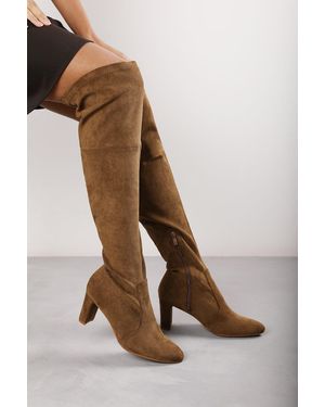 Where's That From Wheres 'Sonya' Suede Block Heel Over The Knee Boots - Brown