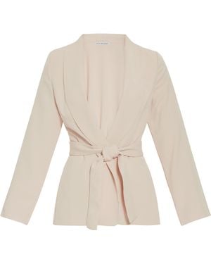 Gina Bacconi Linete Moss Crepe Tie Jacket - Natural