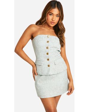 Boohoo Petite Boucle Tailored Bandeau Top - White