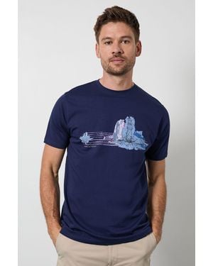 MAINE Outdoors Printed T-Shirt Cotton - Blue