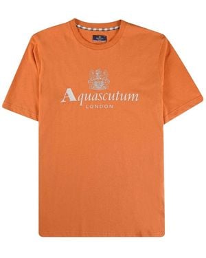 Aquascutum Active Big Logo T-Shirt Cotton - Orange