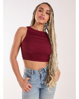 Pink Vanilla Racer Top Plain - Red