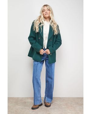 Oasis Double Breasted Blazer Coat - Blue