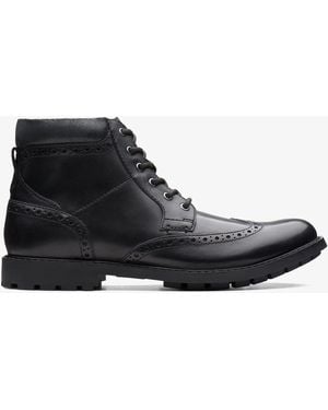 Clarks Curington Rise Smooth Leather Boots - Black