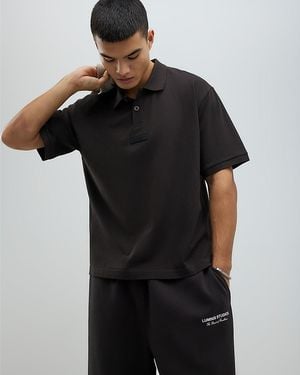 River Island Polo Shirt Oversized Fit Luminis Cotton - Black