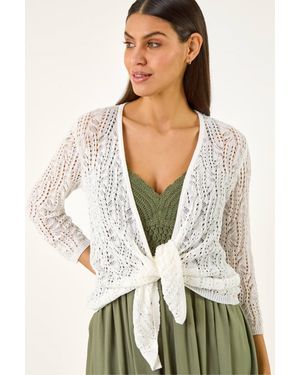 Roman Light Weight Stitch Shrug - White