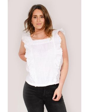 Secret Label Broderie Button Detail Blouse - White