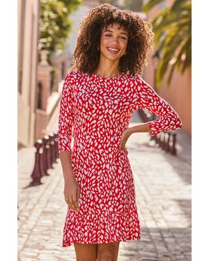 Sosandar Fleck Print Jersey Shift Dress - Red