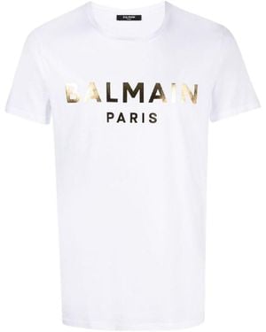 Balmain Paris Foil Logo T-Shirt Cotton - White