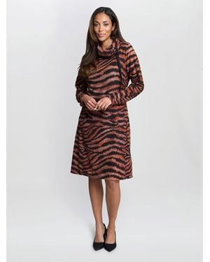 Gina Bacconi Aisling Animal Print Dress - Red