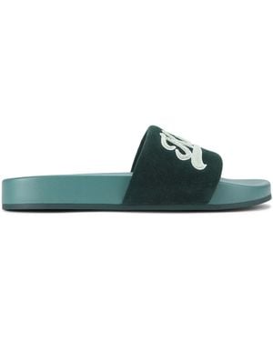Kurt Geiger Suede Script Slide Sandals - Green