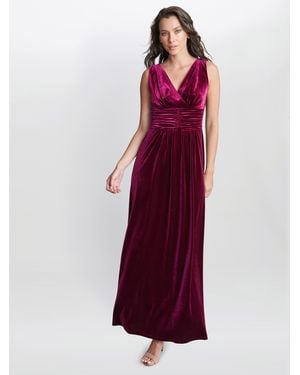 Gina Bacconi Patricia Sleeveless Velvet Maxi Dress - Red