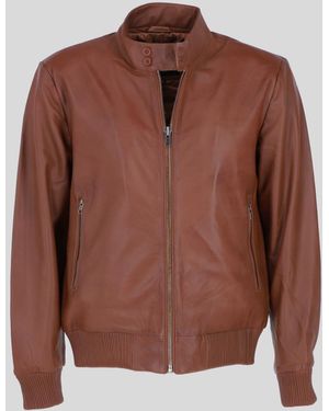 Ashwood Leather Real Light Weight Regular Fit Bomber Jacket - Brown