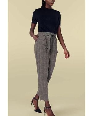 Oasis Check Capri Taper Trousers - Blue