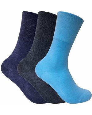 Sock Snob Set Van 3 Sokken Zonder Elastiek Thermo Diabetessokken Voor - Blauw