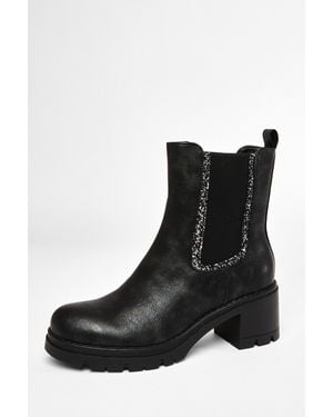 Quiz Glitter Faux Leather Chelsea Boots - Black