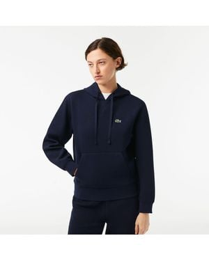 Lacoste Loose Fit Cotton Blend Hoodie - Blue