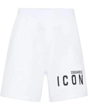 DSquared² Icon Logo Relaxed Shorts Cotton - White