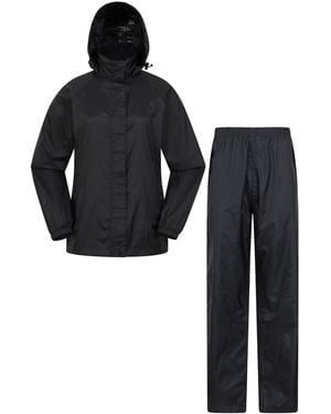 Mountain Warehouse 'Pakka' Waterproof Jacket And Overtrouser Set Lightweight Outdoor Outfit Polyamide - Black