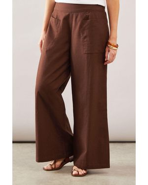 Wallis Linen Mix Pocket Trouser - Brown