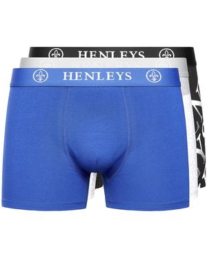 Henleys Henline 3Pk Boxer Shorts - Blue