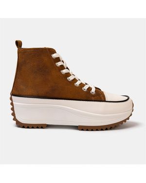 Firetrap Platform Hi Top Ladies Trainers - Brown