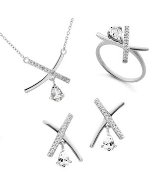 Orphelia 'charlotte' Dames 925 Sterling Zilveren Set: Hanger + Oorbellen + Ring - Metallic