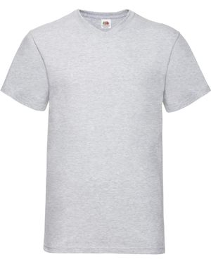Fruit Of The Loom Valueweight Heather V Neck T-Shirt - Grey