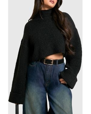 Boohoo Faux Suede Chunky Buckle Boyfriend Belt - Black
