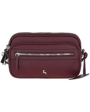 Ashwood Leather 'Sogno Di Cuoio' Compact Twin Zip Crossbody Bag - Purple