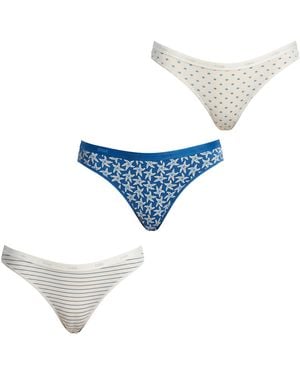 DIM Pack Of 3 Cotton Stretch Thongs D4C19 For - Blue
