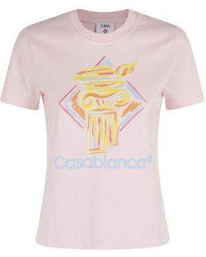 CASABLANCA Diamond Column T-Shirts Cotton - Pink